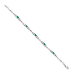 14k White Gold Diamond and Emerald Bracelet