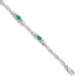 14k White Gold Diamond and Emerald Bracelet