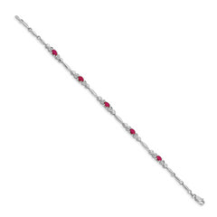 14k White Gold Diamond and Ruby Bracelet