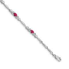 14k White Gold Diamond and Ruby Bracelet