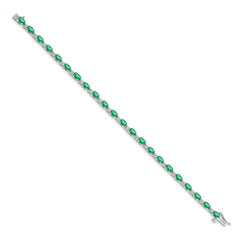 14k White Gold Diamond and Emerald Bracelet