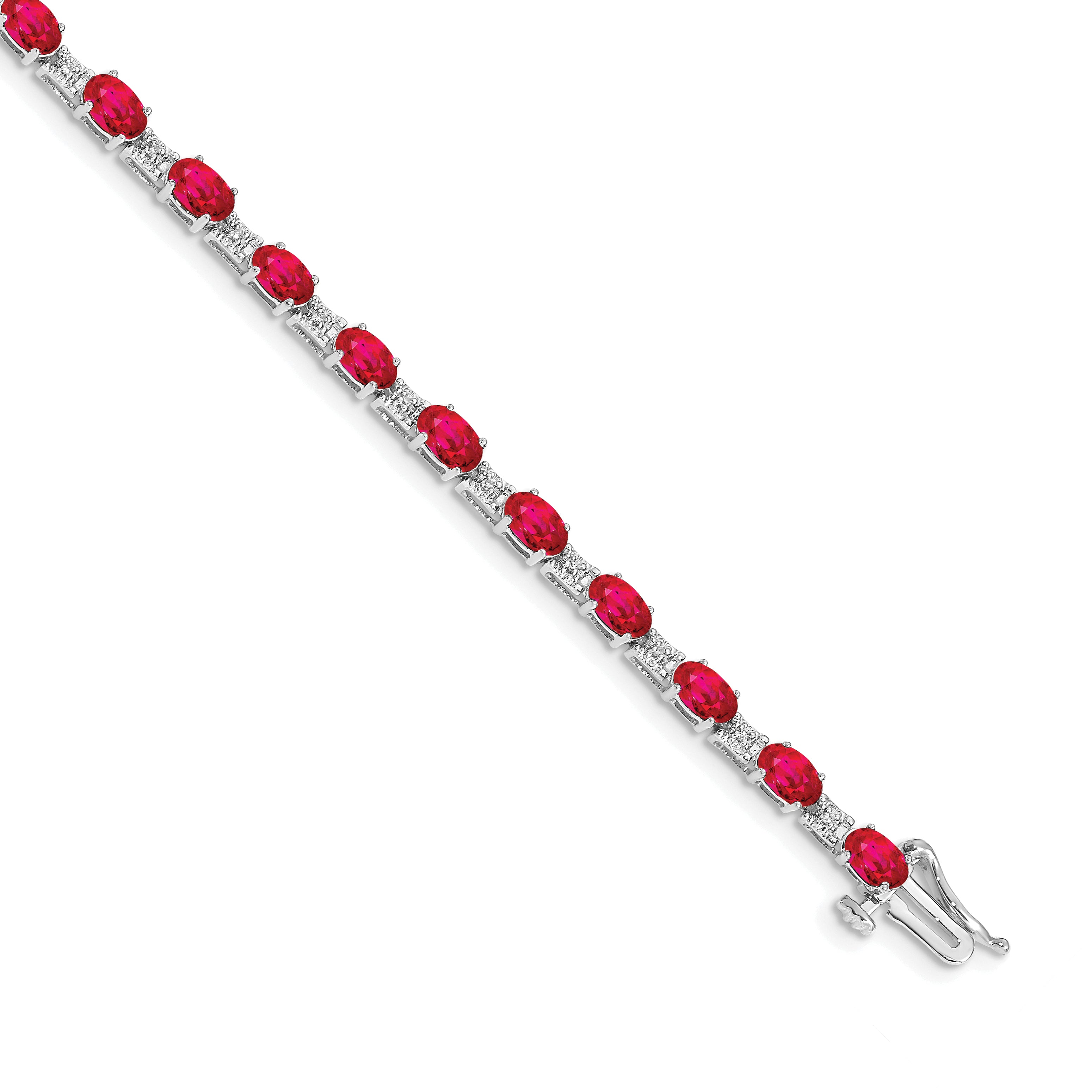 14k White Gold Diamond and Ruby Bracelet