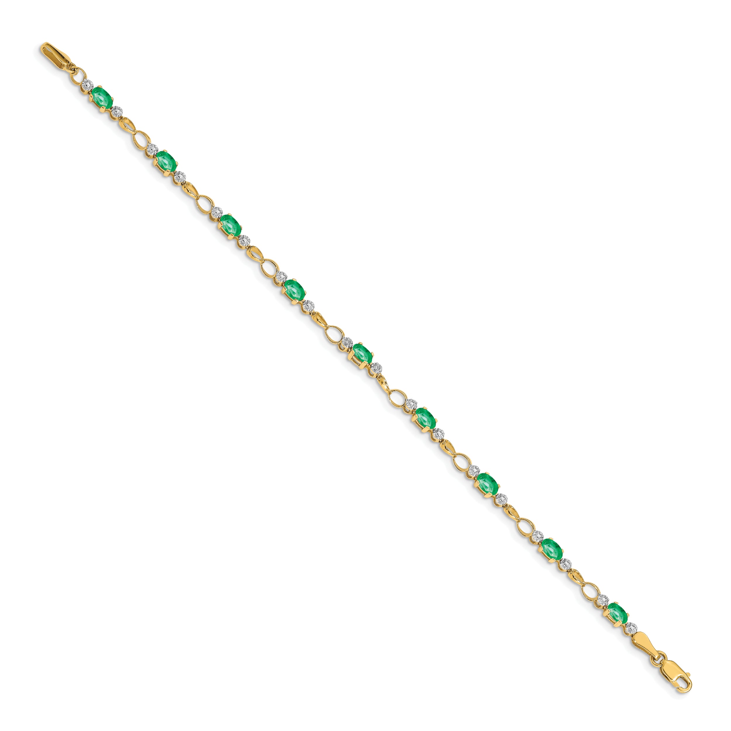 14k Open-Link Diamond/Emerald Bracelet