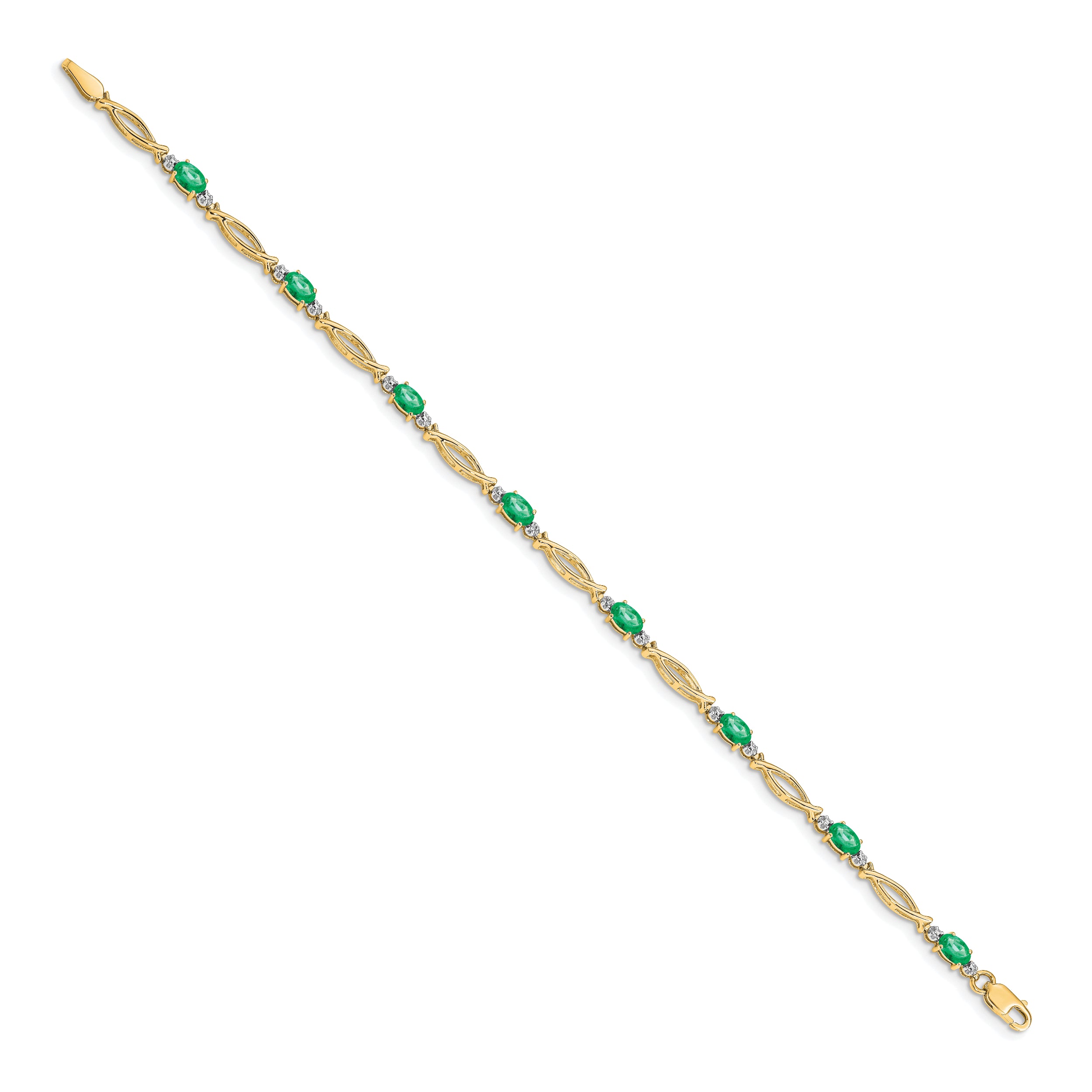 10k Diamond and Emerald Bracelet