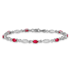 14k White Gold Diamond and Ruby Bracelet