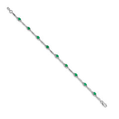 14k White Gold Diamond and Emerald Bracelet