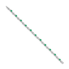 14k White Gold Diamond and Emerald Bracelet
