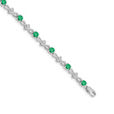 14k White Gold Diamond and Emerald Bracelet