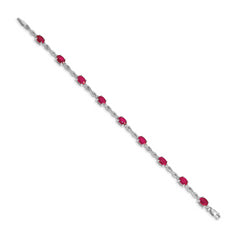 14k White Gold Diamond and Ruby Bracelet