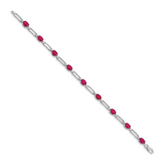 14k White Gold Diamond and Ruby Bracelet