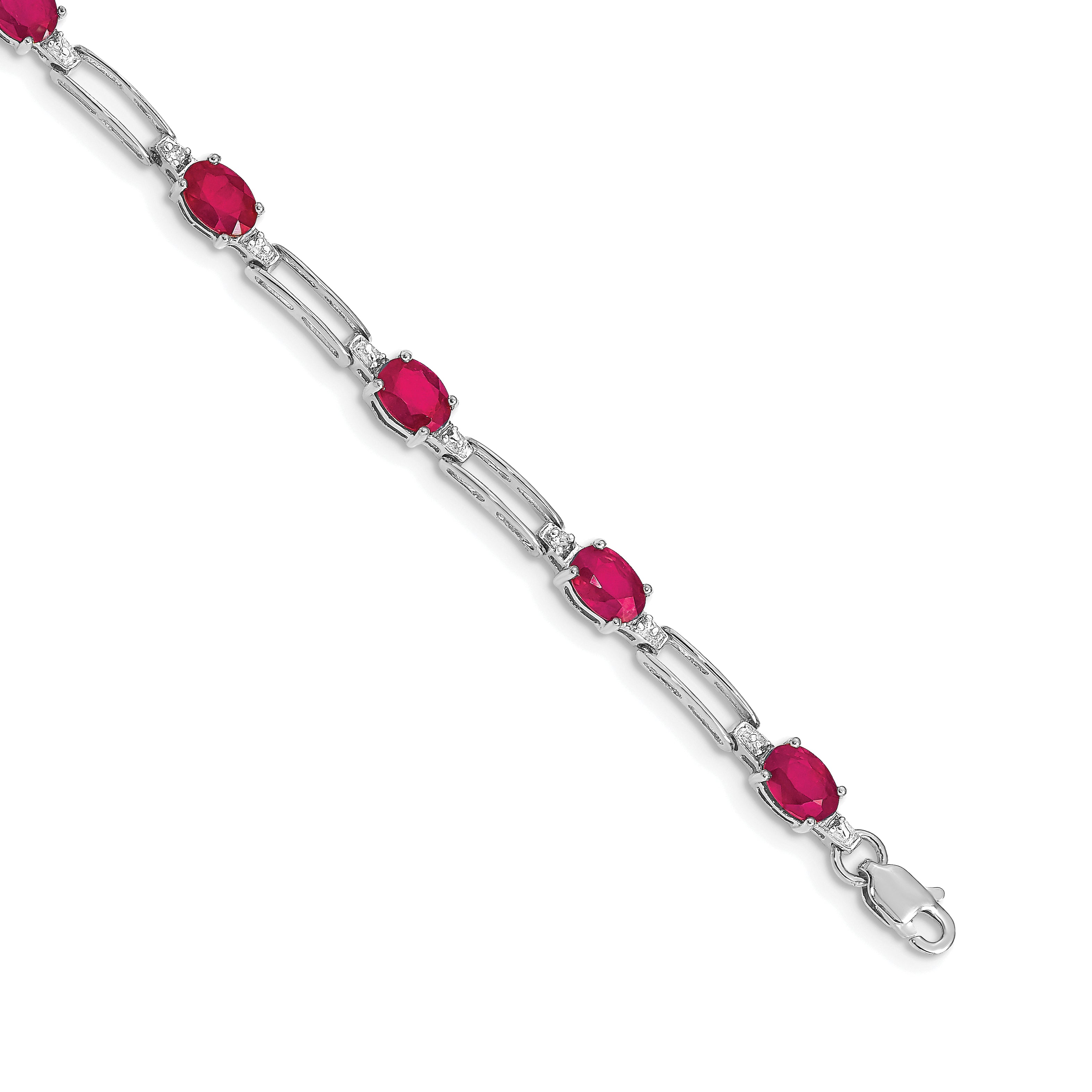 14k White Gold Diamond and Ruby Bracelet