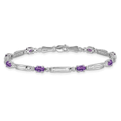 14k White Gold Diamond and Amethyst Bracelet