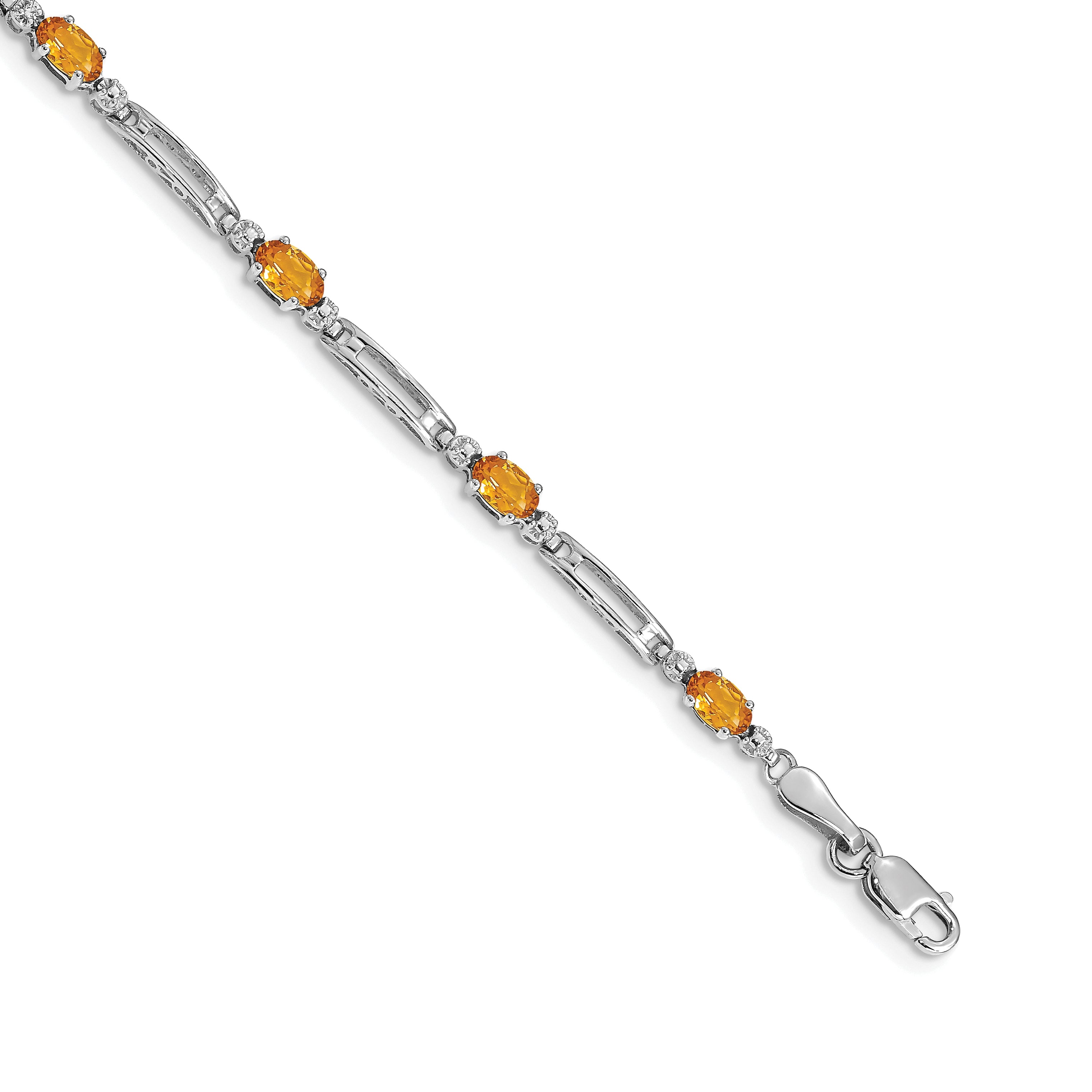 14k White Gold Diamond and Citrine Bracelet