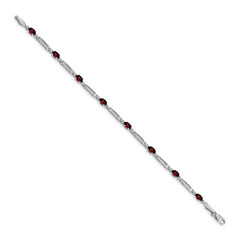 14k White Gold Diamond and Garnet Bracelet