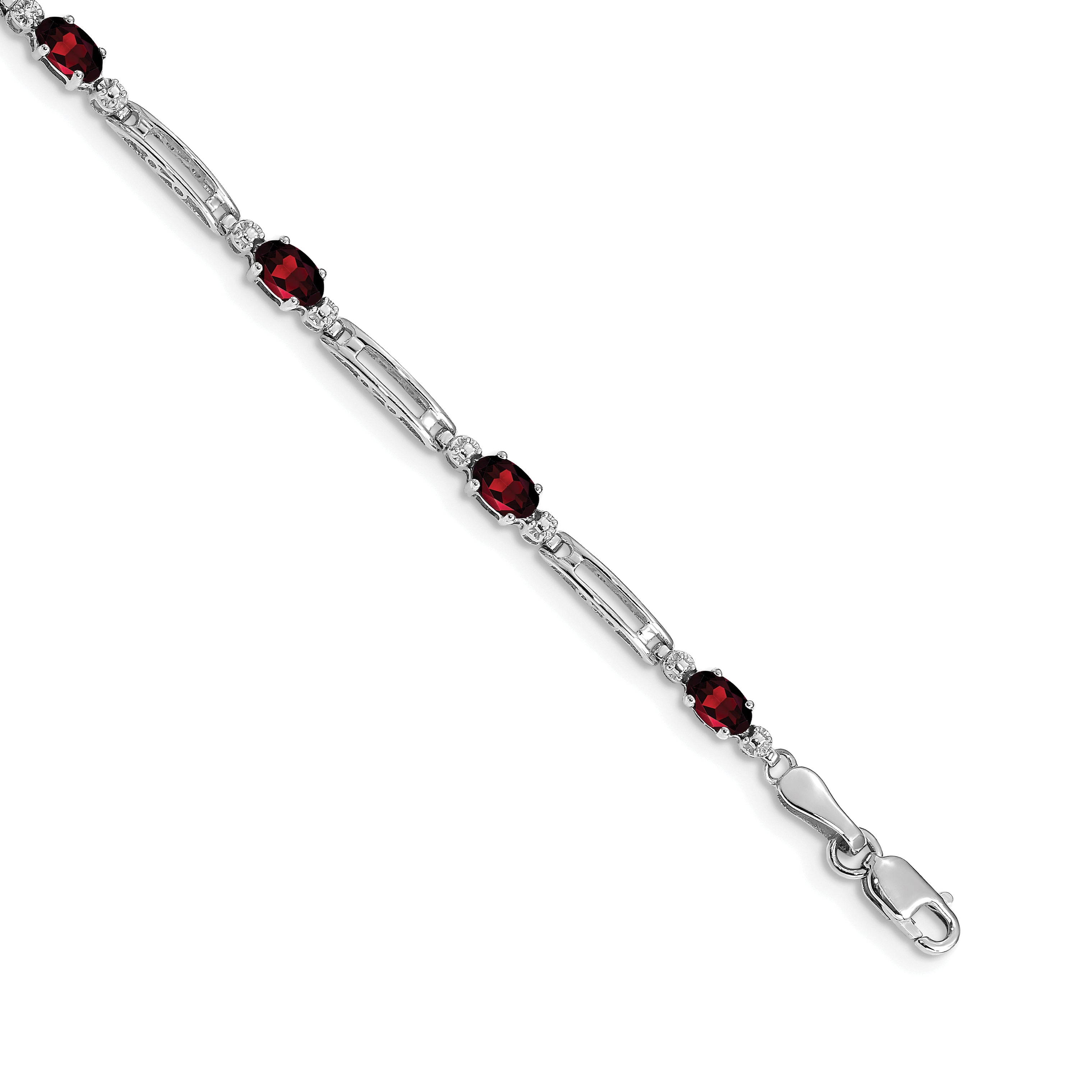 14k White Gold Diamond and Garnet Bracelet