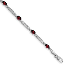 14k White Gold Diamond and Garnet Bracelet