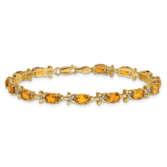 14k Floral Diamond and Citrine Bracelet