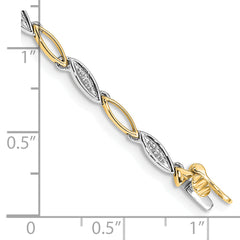 14k Two-tone Diamond 7.5in Link Bracelet