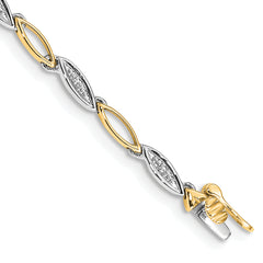 14k Two-tone Diamond 7.5in Link Bracelet