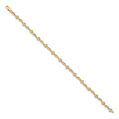14k Yellow Gold Diamond Hearts Tennis Bracelet