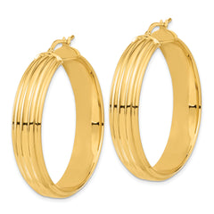 Bronze Polished Textured Hoop Earrings, Nickel-Free, Striped Design