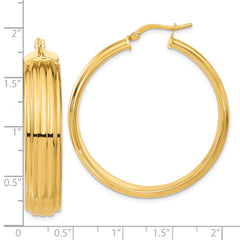 Bronze Polished Textured Hoop Earrings, Nickel-Free, Striped Design