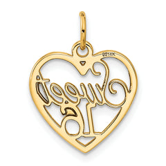 14K Gold Polished Sweet 16 Charm by Sophia Jewelers