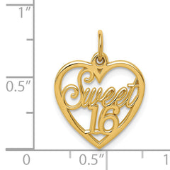 14K Gold Polished Sweet 16 Charm by Sophia Jewelers