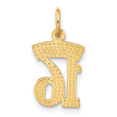 14K Gold Sweet 16 Charm with Polished Diamond-Cut Finish