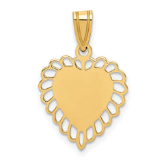 14K Gold Heart Pendant with Polished Finish and Engravable Elegance