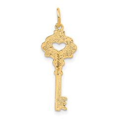 14K Gold Polished Key Charm with Fancy Edge by Sophia Jewelers