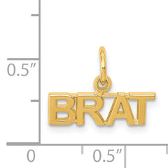 14K Gold Polished BRAT Charm Elegant Themed Pendant