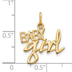14K Gold Baby Girl Charm with Flat Back Design