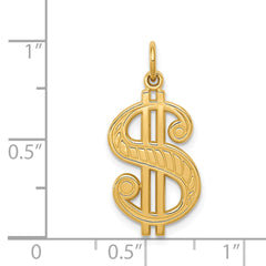 14K Gold Men's Polished Textured Dollar Sign Charm by Sophia Jewelers