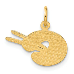 14K Yellow Gold Artist Palette Charm with Polished Laser Design