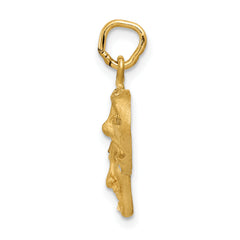 14K Gold Polished Comedy/Tragedy Charm with Open Back Design