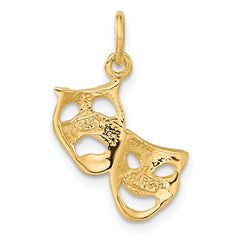 14K Gold Polished Comedy/Tragedy Charm with Open Back Design