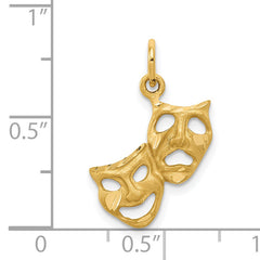 14K Gold Polished Comedy/Tragedy Charm with Open Back Design