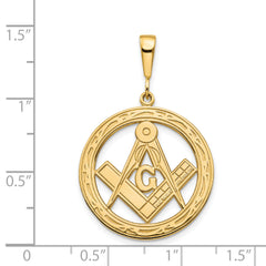 Sophia Jewelers 14K Gold Masonic Pendant with Polished Textured Finish