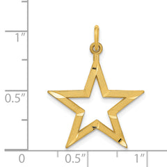 14K Gold Men's Star Charm with Diamond-Cut Brushed Finish