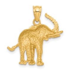 14K Yellow Gold Elephant Pendant for Men Solid and Casted