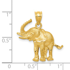 14K Yellow Gold Elephant Pendant for Men Solid and Casted