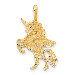 14K Gold Unicorn Charm with Brushed Diamond-Cut Elegance
