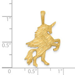 14K Gold Unicorn Charm with Brushed Diamond-Cut Elegance