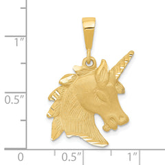 14K Gold Unicorn Head Charm with Brushed Diamond-Cut Finish