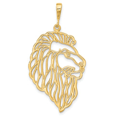 14K Gold Men's Filigree Lion Head Pendant Elegant Statement Piece