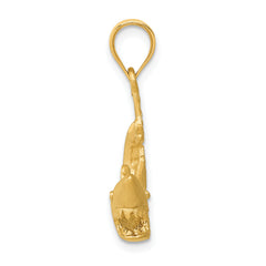 14K Yellow Gold Men's Solid Shark Pendant with Casted Craftsmanship