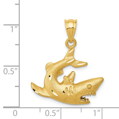 14K Yellow Gold Men's Solid Shark Pendant with Casted Craftsmanship