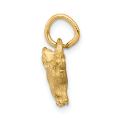 14K Gold Pig Charm with Brushed Finish and Diamond-Cut Texture