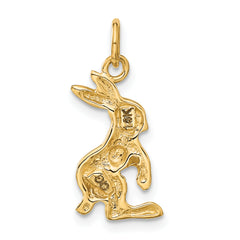 14K Yellow Gold Jack Rabbit Charm Elegant Themed Pendant